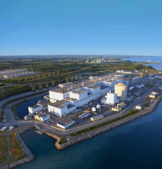 An aerial view of Darlington Nuclear Generating Station.