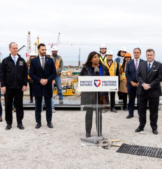 OPG and Ontario government representatives announce CNSC approval to construct the first SMR at Darlington.