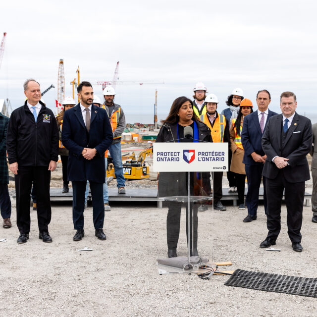 OPG and Ontario government representatives announce CNSC approval to construct the first SMR at Darlington.