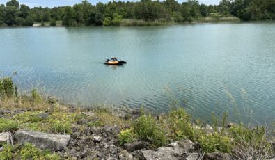 The Otter vessel surveys what's under the water near an OPG hydroelectric facility.
