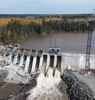 A downstream view of Frederick House Lake Dam.