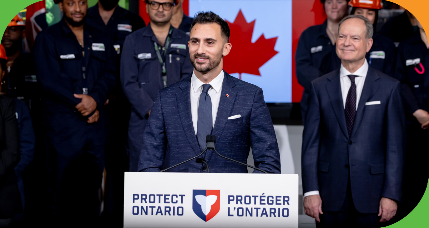 Ontario Minister of Energy and Mines, Stephen Lecce speaking at the Pickering Nuclear Generation Station