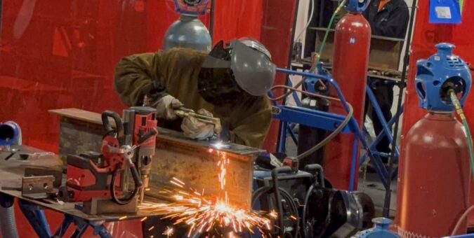A student focuses during the welding contest at the 2026 Skills Ontario Competition.