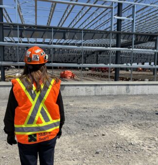 OPG's President and CEO, Nicolle Butcher, visits the Common Services Building, a 38,000-square-foot modular building that will be used by vendor partners for the Pickering Refurbishment.