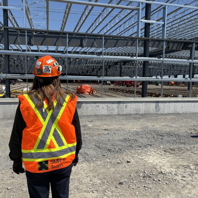 OPG's President and CEO, Nicolle Butcher, visits the Common Services Building, a 38,000-square-foot modular building that will be used by vendor partners for the Pickering Refurbishment.
